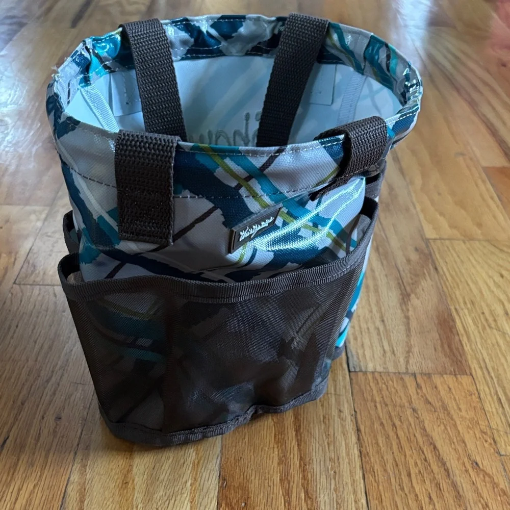 Thirty-One Plaid Shower Caddy with Brown Handles